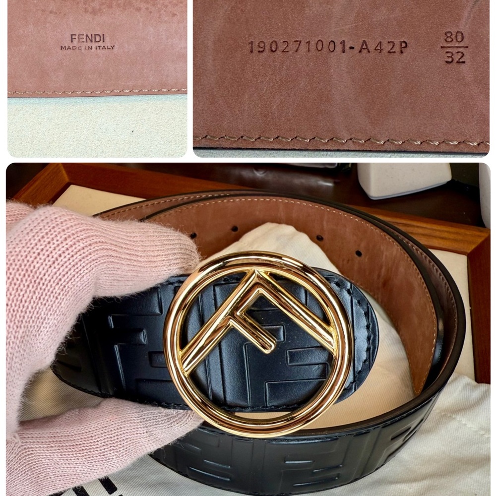 EUC FENDI Calfskin F is Fendi FF 1974 Embossed Belt - Picture 10 of 10